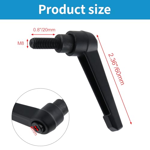 Clamping Lever Handles M8 x 20mm Push Button Ratchet Lever Male Threaded Stud Adjustable Handles Hand Knobs Rotating Screw Handles Bolts with Locking Lever -4pcs - size: M8 x 20mm