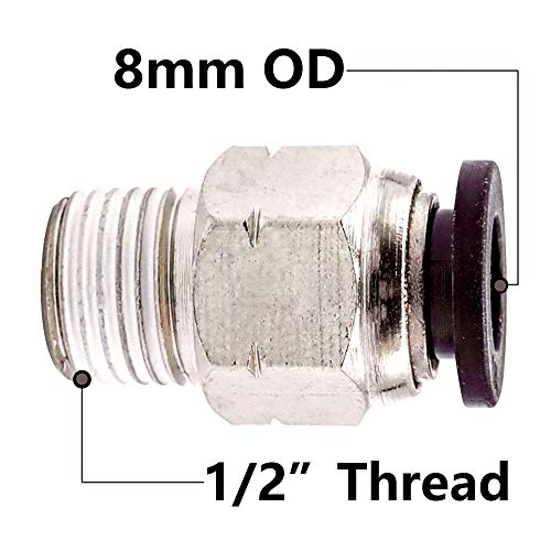 Beduan Pneumatic Push to Connect Fittings Male Straight PC 5/16 Inch Tube OD x 1/2 Inch Thread Push Lock Fittings (Pack of 10) - size: 5/16"OD-1/2"NPT-10PCS, style: 10 Pcs