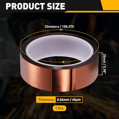 uxcell Heat Tape, 25mm x 33m (108ft) Polyimide Heat Transfer Sublimation Tape No Residue High-Temperature Resistant Tapes for Heat Press Soldering Circuit Board, Brown - size: 25mm x 33m (108ft)