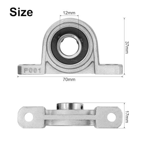 uxcell 4pcs KP001 Pillow Block Bearings 12mm Bore Bearing Units Zinc Alloy Flange Mounted Bearing Housing, P6(ABEC3) - size: KP001