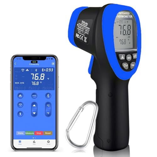 Infrared Thermometer Gun 1500℃ with APP Control, Laser Targeting, 30:1