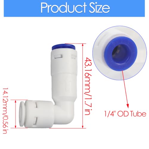1/4 Inch Check Valve 2-Pack, POM One-Way Push to Connect Non-Return Valve, for RO Water Purifier, Ice Maker, Refrigerator, Coffee Machine, Prevents Water Backflow (1/4" OD Tube) (1/4" 90° Elbow) - size: 1/4" 90° Elbow
