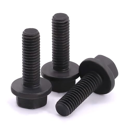M12-1.75 x 30mm (8 pcs) Flanged Hex Bolt Screws Black Oxide Finish, 10.9 Grade Alloy Steel, Large Flange Washer Head Bolt, DIN6921/GB5789, Full Thread - size: M12-1.75 x 30mm