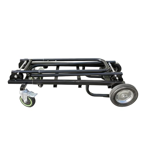 Gearlux 8-in-1 Heavy Duty Folding Utility Cart, 300 lb Capacity Convertible Dolly for Equipment & DJ Gear, Adjustable, Black Steel