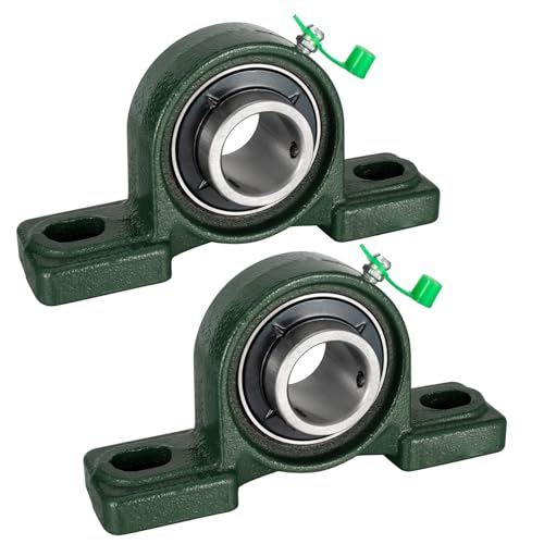 Pillow Block Bearing 5/8 inch Shaft Bore, Solid Cast Iron Base, Self-Aligning, Pack of 2 - size: UCP-5/8 inch bore