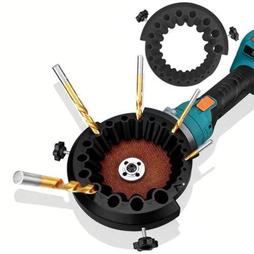 Drill Bit Sharpener Attachment for 4-1/2in & 5in Angle Grinders, Fits 1/8" to 1/2" (3-12.5mm) Bits, Heavy Duty High-Strength Tool for Restoring Old Bits (Black) - color: Black