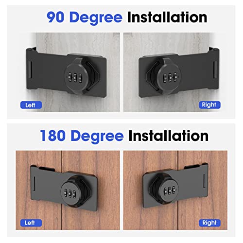 Cabinet Locks with Combination, Hasp Locks, Black - color: Black
