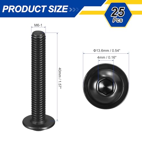 25pcs M6-1x40mm 304 SS Flanged Button Head Socket Cap Screws - size: M6-1x40