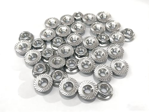 80 Pcs M5x0.8mm Serrated Flange Nuts DIN6923 Hex Lock Nuts 304 Stainless Steel Plain Finish Full Thread for Industrial Construction Fasteners - size: M5x0.8mm, 80 pcs