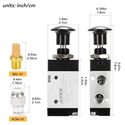 1/8" NPT Manual Control Valve 3R110-06, 3-Port 2-Position Hand Valve - size: 1/8'' NPT, style: 3 Way 2 Position