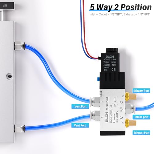 BLCH PNEUMATIC Solenoid Valve 4V210-08 AC110V Single Coil Pilot-Operated Electric 2 Position 5 Way Connection Type Junction Box(4V210 AC110V 1/4"NPT) - size: AC110V/Junction Box, style: 1/4NPT