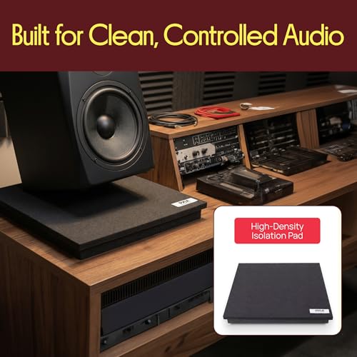Pyle Sound Dampening Speaker Riser Foam - Audio Acoustic Noise Isolation Platform Pads Recoil Stabilizer w/ Rubber Base Pad For Studio Monitor, Subwoofer, Loud Speakers - PSI15 (15 x 15 x 1.8 Inch)