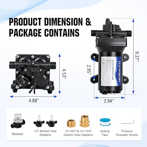 ECO-WORTHY 110V AC Fresh Transfer Diaphragm Water Pump On Demand 5.5GPM 70PSI High Pressure Water Booster Pump 110 Volt with Pressure Switch for Irrigation Garden Hose Sprinkler Home RV - color: Black 7