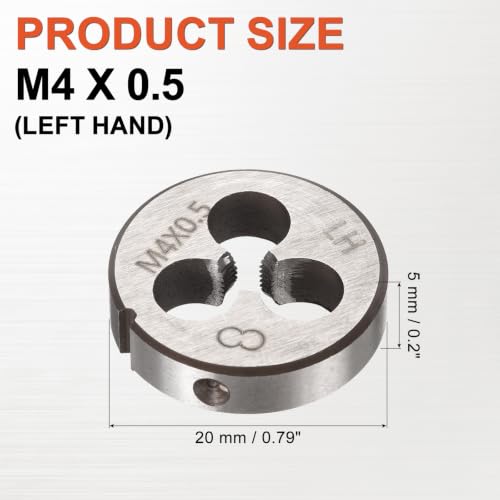 M4 x 0.5 Round Threading Die Left Hand Alloy Steel - size: M4 x 0.5
