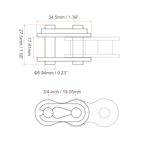 uxcell 6Pcs #60 Chain Master Connector Link Roller, 3/4" Pitch Carbon Steel, Standard Connecting Split Links for 12A Chain - size: #60