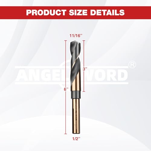 ANGELSWORD 11/16" Reduced Shank Drill Bit for Hard Wood, Mild Steel, Metal - size: G. 11/16 inch