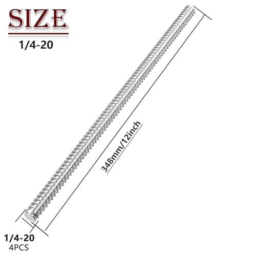 4Pcs 1/4-20 Fully Threaded Rod 12" 304 Stainless Steel Long Threaded Screw for Anchor Bolts Clamps Hangers U-Bolts - size: 1/4-20x12"-4PCS