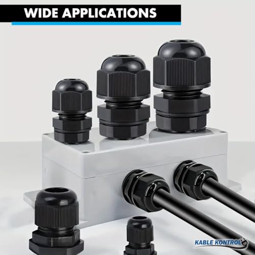 Kable Kontrol Nylon Cable Glands 1” Straight Gland 11.5 NPT 25 Pcs Cord Grips, Strain Relief, Waterproof Joint Wire Protectors for Industrial Use, Flame Retardant, RoHS Compliant - size: 1” – 11.5 NPT - 25 Pcs