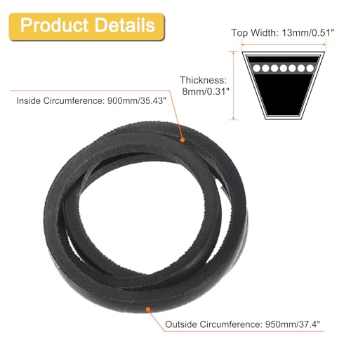 uxcell A35 1/2 Classic Wrapped V-Belt,37" Outer Circ A Profile,Black - size: A35 1/2
