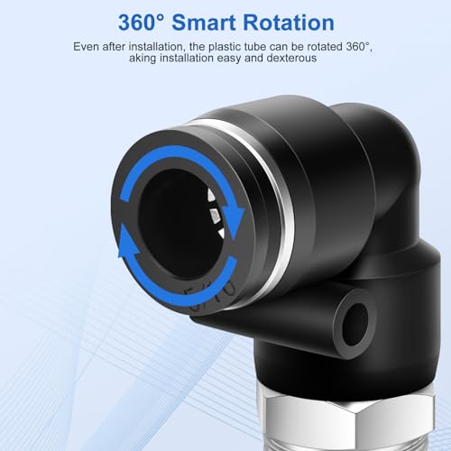 CNAODUN 12 Pcs Push to Connect Fittings 5/16 Inch Tube OD x 1/4 Inch NPT Thread Pneumatic Male Straight and Elbow Quick Connect Air line fittings - size: 5/16"OD x 1/4"NPT