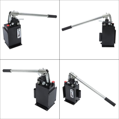 Hydraulic Piston Hand Pump with Changeover Valve for Double Acting Cylinder, Manual Double Acting Hydraulic Pump with 3-Quart Steel Vertical Tank, 2.7 CID, 3,600 PSI, 3/8" NPTF