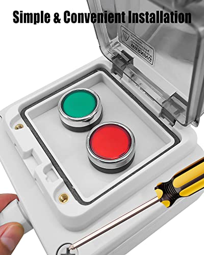 660V Start Stop Push Button Switch Box Red Green IP67 - size: Red Stop + Green StartA