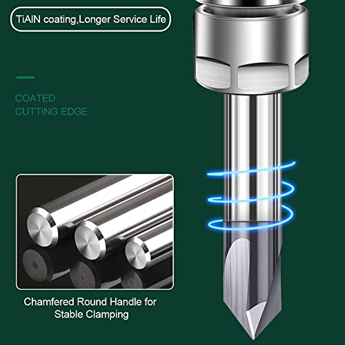 4Pcs Carbide Chamfer End Mill V Groove Router Bit 60 Degree and 90 Degree - size: 5/32" & 1/4", 60 & 90 Degree