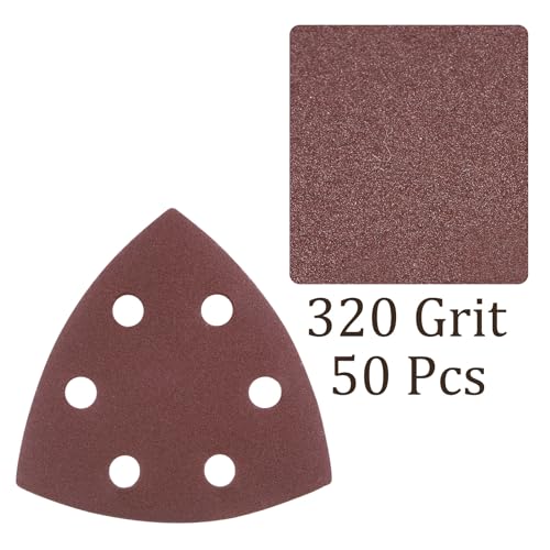 50pcs Mouse Sander Detail Sandpaper 320Grit 3-1/2" Triangle - size: 320 grit