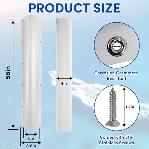 Dock Bumper,Semicircle Dock Bumper Guard with Stainless Steel Screws,Boat Dock Bumper,Dock Bumpers Marine for Docking Edges, Piling, Vertical Poles, Horizontal Decks or Piers(2Size,4Color) - color: White, size: 58Inch-2Pack