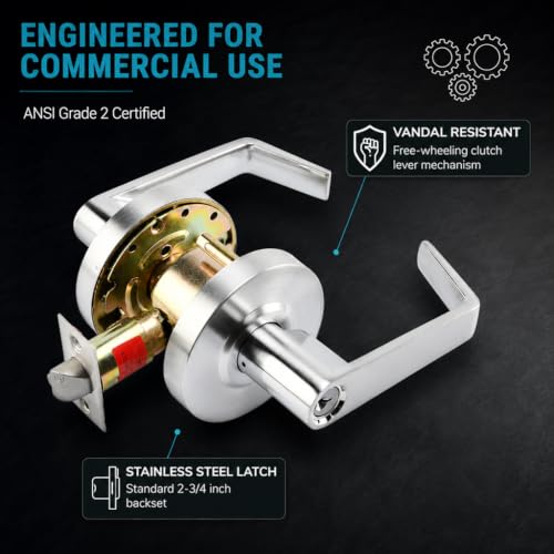 LO-Lock Entrance Keylock w/Clutch Commercial Lever Door Lock, ADA-Compliant - style: Entrance Keylock w/ Clutch