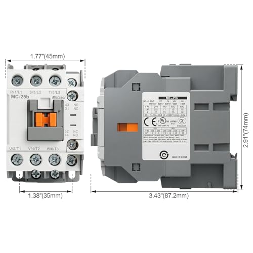 BAOMAIN 3-Pole Magnetic Contactor,40A Ith 220V AC Coil,UL Certified MC-25b