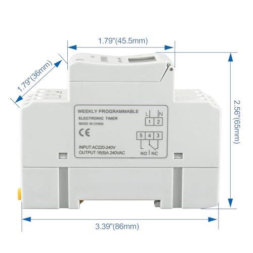BAOMAIN THC15A AC 220V Digital Programmable Timer Switch,16A Weekly Relay