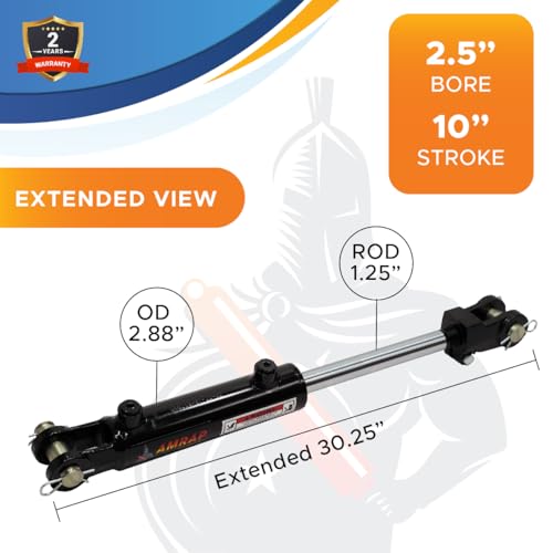 2.5x10 Hydraulic Cylinder - 2.5" Bore 10" Stroke Double Acting Welded Threaded Clevis Hydraulic Cylinder 3500 PSI Retracted: 20.25, Extended: 30.25,SAE#8 - size: 2.5x10