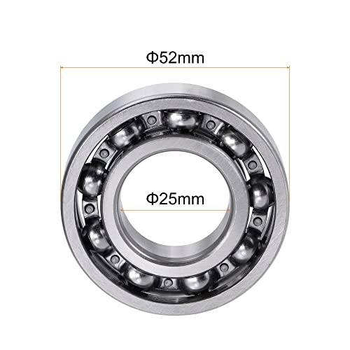 uxcell 6205 Deep Groove Ball Bearings 25mm Bore 52mm OD 15mm Thick C3 Open Type Chrome Steel - size: 25x52x15mm