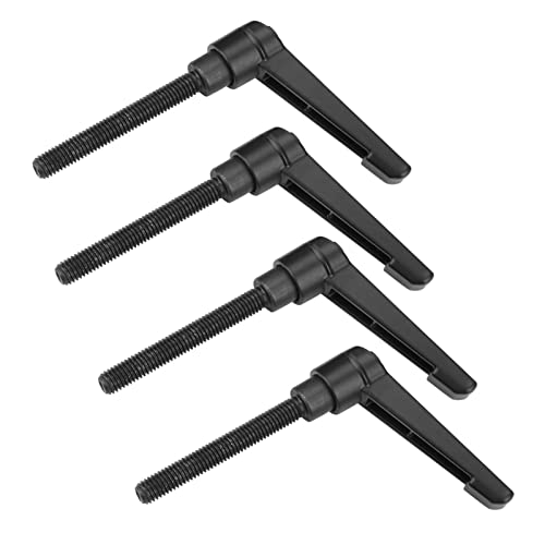 Hilitand 4PCS Clamping Lever Handle,M8 Stainless Steel Male Thread Adjustable Handle Machine Knobs,Black (80MM)