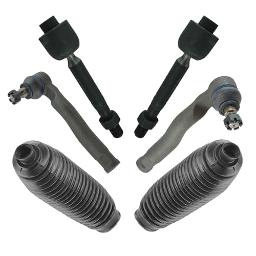 TRQ Front Driver & Passenger Side Inner & Outer Steering Kit Steering Rack - style: PSA60590
