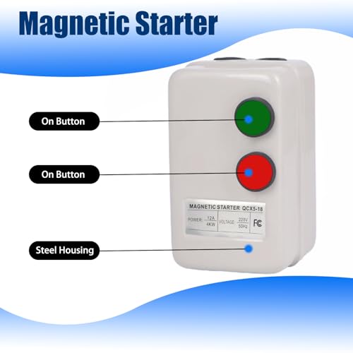 Magnetic Motor Starter 220V Magnetic Electric Motor Starter for Air Compressor, 3-Phase/Single-Phase Switch Magnetic Starter - style: 220v 4KW-5.5HP
