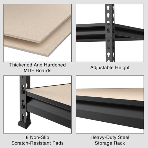 WORKPRO 5-Tier Shelving with Particle Board, 72" Hx36 Wx18 D, 4000LBS Load - size: 36"W x 18"D x 72"H