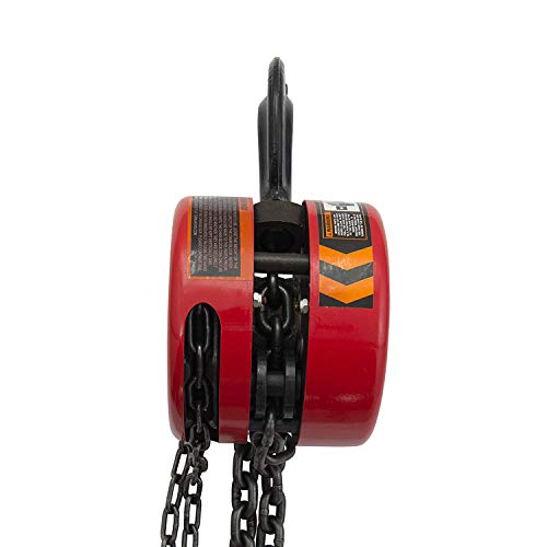 BIG RED TR9020 Torin Manual Hand Lift Steel Chain Block Hoist with 2 Hooks, 2 Ton (4,000 lb) Capacity, Red - color: Red, size: 2 Ton