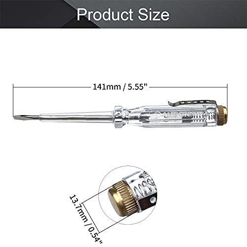5Pcs Voltage Tester Screwdriver, AC/DC 100-500V Circuit Tester Pen - color: Transparent, size: 5Pcs