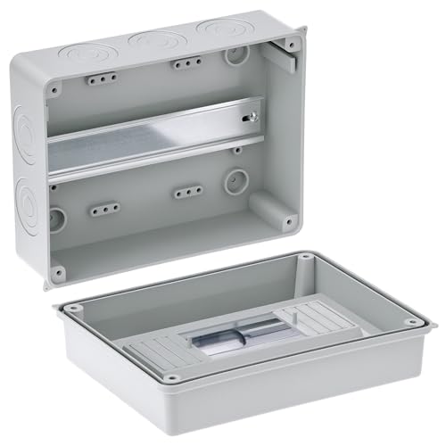 QWORK 8 Way Circuit Breaker MCB Distribution Protection Box, IP65 Waterproof ABS Plastic Breaker Electrical Box and Transparent Cover