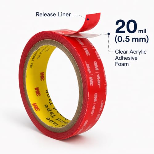 3M Double Sided Tape Heavy Duty 2’’×10Ft Very High Bond 4905 Clear, Strong Acrylic Foam Mounting Tape, Heat Resistant, Waterproof, for Automotive Trim, LED Lights, Signs, Electronics and Outdoor - size: 2''×10Ft
