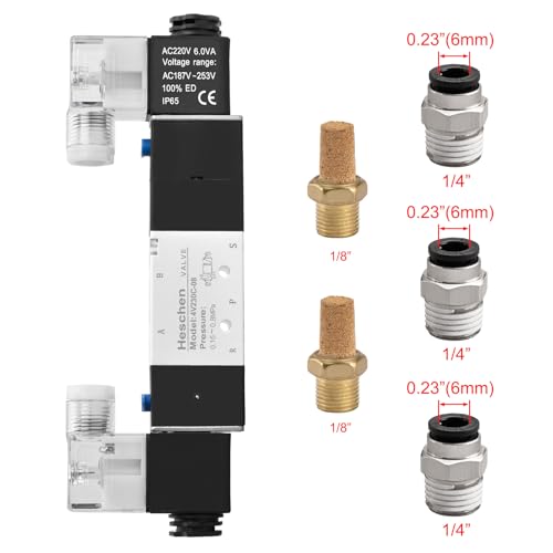 Heschen Electrical Pneumatic Solenoid Valve 4V230-08C 220VAC PT1/4 5 Way 3 Position CE