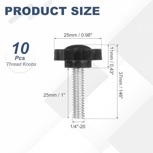 uxcell 10Pcs 1/4"-20 Star Knobs 1" Threaded Stud Male Clamping Knobs - size: 1/4"-20, 1"