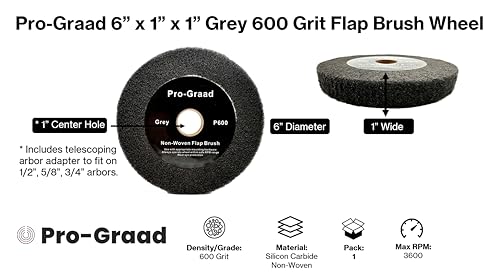 Flap Brush Finishing Wheel 6" x 1", Gray P600 Grit, 1 Pack - style: 6" x 1" x 1" Grey