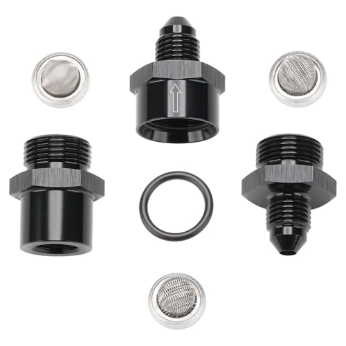 3AN Inline Fuel & Oil Feed Filter Set with 30 80 150 Micron Elements Aluminum Black - size: 3AN