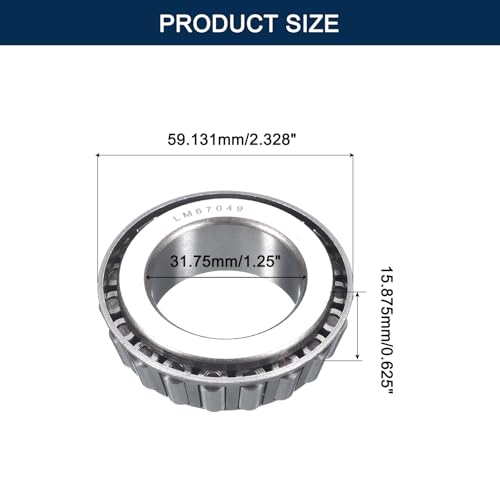 2 Pack LM67049 Tapered Roller Bearing Cone and Cup Set - size: LM67049