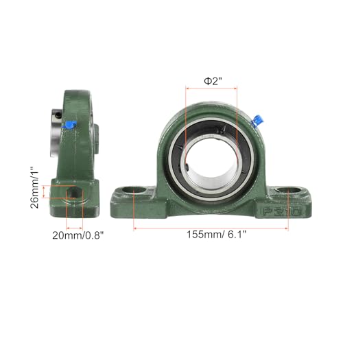 uxcell 4 Pcs UCP210-32 Pillow Block Bearing 2 Inch Bore Solid Cast Iron Base Mounted Bearing Block Insert Bearing Self-Alignment - size: 2 Inch