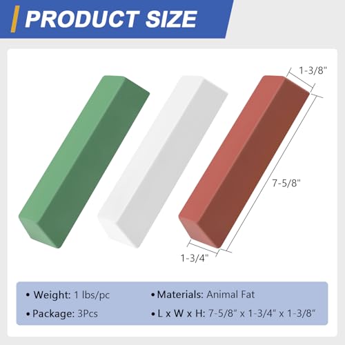 Buffing Polishing Cutting Compounds 3 lbs.Kit-Green Fine/White Medium/Red Coarse, for Airway Buffing Wheel - 3 Pcs - size: 48 Oz