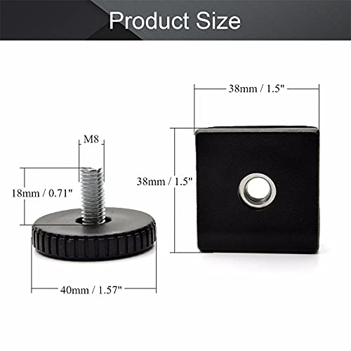 MroMax 16 Sets Adjustable Leveling Feet 38 x 38mm Plastic Metal Square Tube Insert Kit M8 Thread Glide Leveler for Home Office Table Desk Leg Black - color: 16pcs, size: 38x38mm